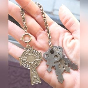 Anthropologie Celtic Cross With 7 Presto Lock Corp NY Keys Steampunk Ornament